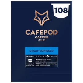 CafePod Coffee Pods Nespresso Compatible Decaf Espresso 108 Aluminium Capsules