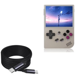 BoxWave Cable Compatible with CredevZone RG35XX (3.5 in) - DirectSync PD Cable (10ft) - USB-C to USB-C (100W), Long 10 Foot PD Braided Nylon Alloy Cable - Jet Black