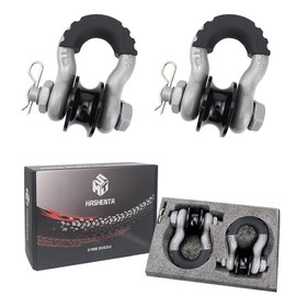 HASHENTA Upgraded Snatch Block,2 Pack 3/4" D Ring Shackle 41887lbs Breaking Strength with Towing Pulley Ring,for Off Road Jeep Truck ATV & UTV Vehicle Recovery (Grey)