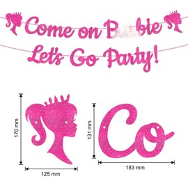 Glitter Girl Party Banner for Youth Celebration & Teen Event - Sparkly Wall Hanging with Girly Style, Festive Signage for Princess Birthday,Fuchsia Female Party Supply, Festival Decor