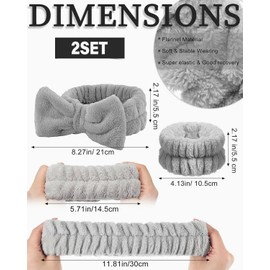 ZEXIJOW Makeup Headband for Women, Face Wash Bracelet, 6-Piece Elastic Bracelet, Soft and Cute Elastic Headband with Bow, Microfibre Spa Headband for Face Washing, Make-Up