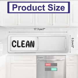 PATIKIL Dishwasher Magnet Clean Dirty Sign, 7 x 2 Inch Clean & Dirty Dishwasher Indicator Slider Silver Funny Acrylic Magnet Sign Laundry Kitchen Gadget, Black & White