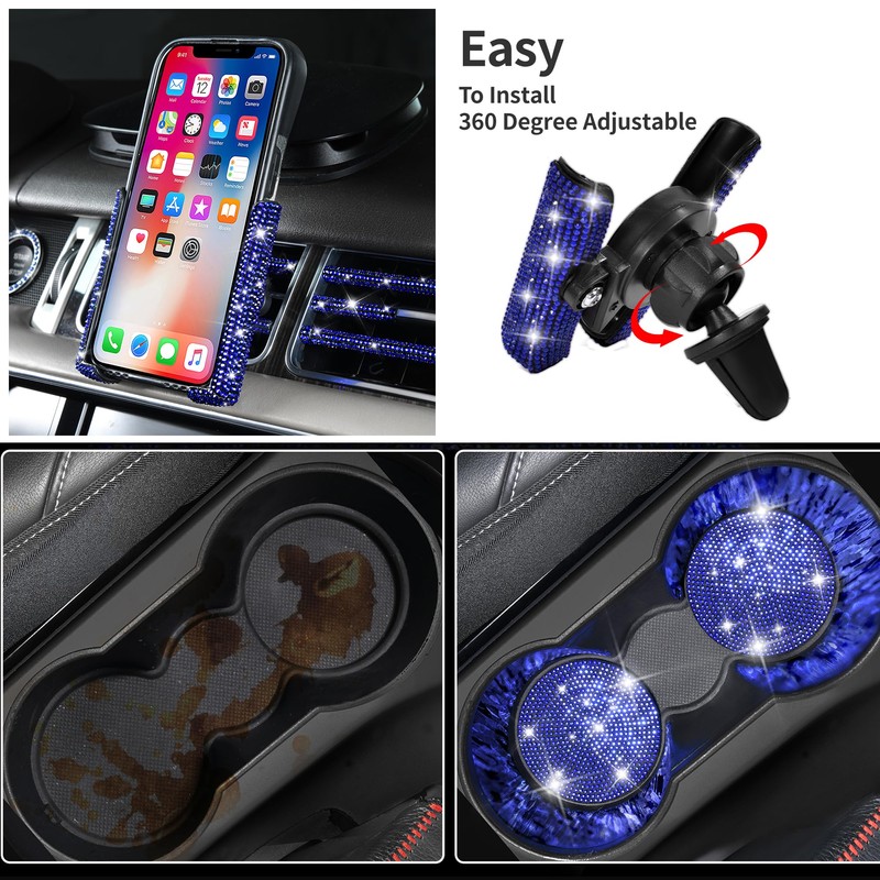 CAR PASS 23 PCS Bling Diamond Car Accessories Set for