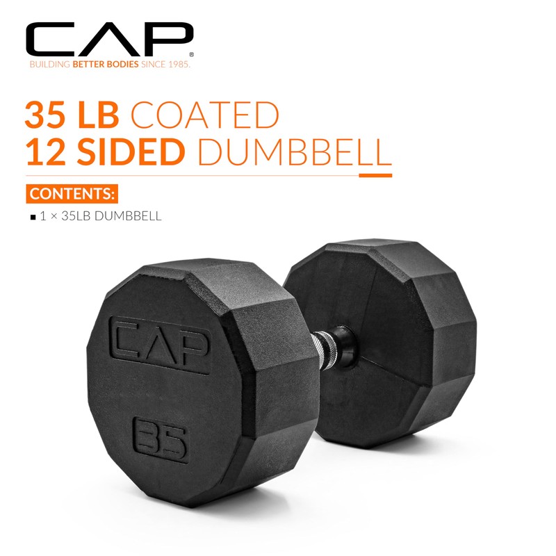 CAP Barbell 12-Sided Coated Dumbbell, 35 LB