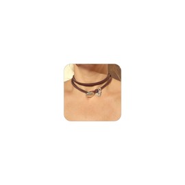 Choker Necklace for Women Leather Necklace Boho Necklaces for Women Black Western Layered Necklace Western Jewellery for Women Country Concert Outfits for Women