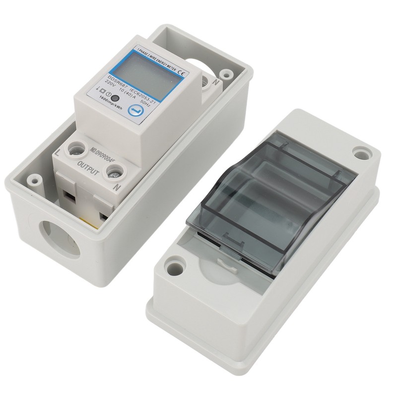 Single Phase Energy Meter LCD Backlit Display 35mm DIN Rail