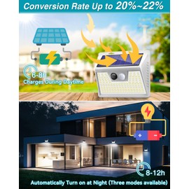 Solar Lights Outdoor 2 Pack, 140LED/3 Modes Motion Sensor Outdoor Lights Solar Powered, Wireless IP65 Waterproof Solar Wall Lights Outdoor Lights, Bright for Deck Fence Patio Front Door, White Light