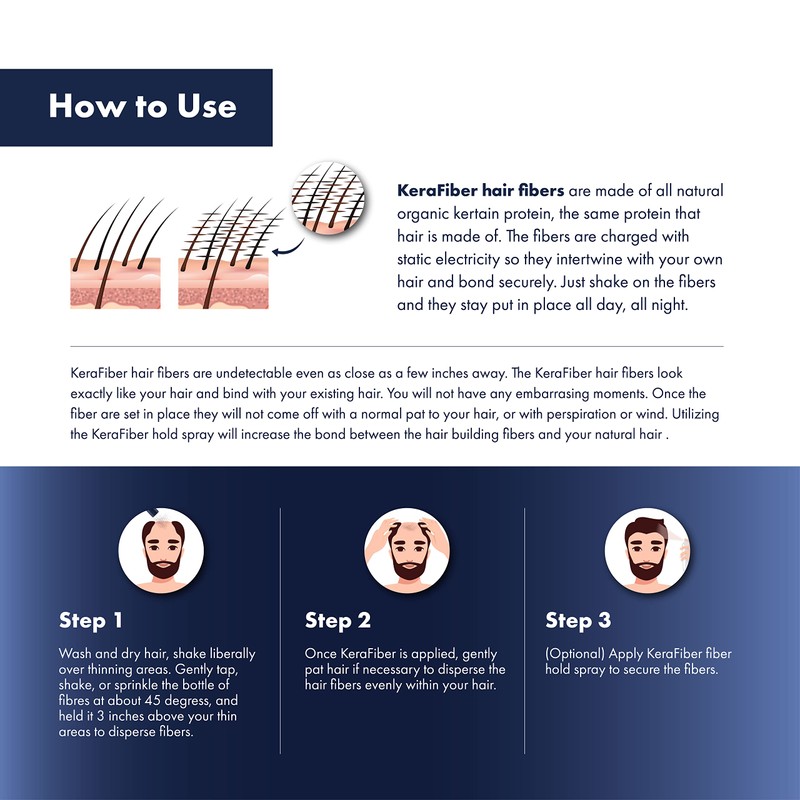 KeraFiber Professional Dark Brown Hair Fibres - Natural Keratin for