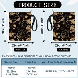 craspire Book Covers with Cat Motif, Galaxy Book Cover, Planet Moon, Book Protector for Paperbacks, Washable Fabric Book Cover with Zip and Additional Sleeve Pocket for Book Lovers