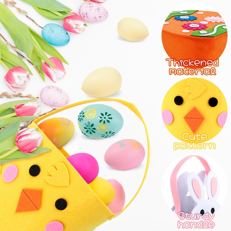 Yanghad Felt Easter Basket, Pack of 3 Easter Baskets with