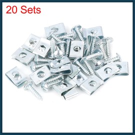 TUCKBOLD 20 Sets 4.2x16mm U Clip Screw Assortment Car Clips Fasteners with Screws for Bumper Dash Door Panel Interior Silver Tone Automotive Parts
