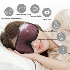 LEEKEN 3D Sleeping Eye Mask - 100% Lights Blockout Sleep Mask for Men Women, Cool Sports Fabric Eye Cover for Travel/Nap/Night Sleeping,Comfortable and Breathable … (Mesh-Purple)
