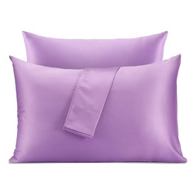 SLEEP ZONE Satin Pillowcases Temperature Regulation Set of 2 for Hair and Skin King 20x40 Pillow Cover (King, Lavender)