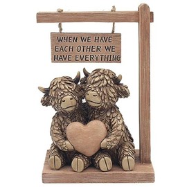 Lesser & Pavey Hughie Highland Cow Each Other Figurine For Home & Office | Home Decor Ornaments Gift For Women & Men | Beautiful Figurine For Indoor & Outdoor | Living Room Decor Ornaments