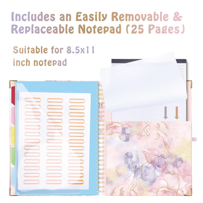 HAUTOCO Clipboard Folder with Replaceable Lined Notepad, Spiral Clipboard Folio