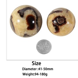 Nupuyai Natural Septarian Dragon Stone Ball with Wooden Stand Reiki Healing Stone Geode Feng Shui Decoration Meditation Crystal Ball Fortune Teller, 41-50 mm