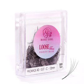 ROSE GIRL Loose Promade Fans - Natural Look Handmade Volume Eyelashes From 3D To 16D - C CC D DD Curl - False Lashes Extensions - Thickness 0.03~0.1 mm - 8~20 mm Length(4D-0.07-C (15mm))