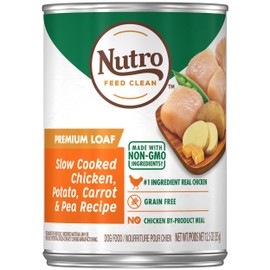 NUTRO PREMIUM LOAF Adult High Protein Natural Wet Dog Food Slow Cooked Chicken, Potato, Carrot & Pea Recipe, (12) 12.5 oz. Cans