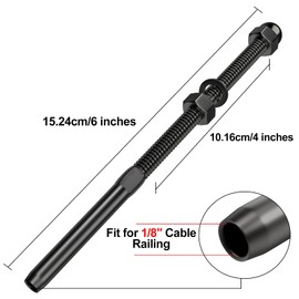 BLIKA 20 Pack 6" Long 1/8" Black Swage Threaded Stud Tension End Fitting Terminal for 1/8" Deck Cable Railing, T316 Stainless Steel, 1/8" Black Swage Threaded Terminal for 4x4, 2x2 Wood Metal Post