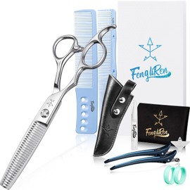 Fengliren High-end Professional Hair Cut Thinning Scissors Hair Cutting Teeth Shears Left Hand Barber Hairdressing Texturizing Scissor Very Sharp 6 Inch Stainless Steel Alloy For Men Women Salon Home