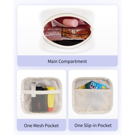 Wandering Nature Small Makeup Bag for Purse Zipper Cosmetic Bag for Women Pouch Travel Eco Vegan Leather Make Up Organizer for Toiletry Bag Water Resistant Gift Idea, Black, Corduroy Beige, Mini,