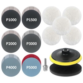 38 Stück Nassschleifpapier Schleifscheiben für Winkelschleifer Polieraufsatz, Polierscheibe 125mm Klett Polierpads, Polierschwamm für Akkuschrauber, Bohrmaschine, Zubehör, Schleifpapier Set 1000-5000