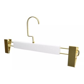 Exhivit Gancho Recto De Madera C/pinza Color Blanco Con 5 Pzs