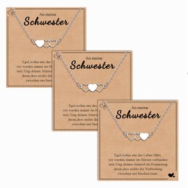 CheersLife Pack of 2/3 Sister Necklaces Friendship Long Distance Stainless Steel Matching Hollow Out Heart Necklace Jewellery Birthday Gift for Sister Best Friend Christmas X Gift