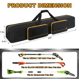Pole Saw Bag Compatible with Dewalt/Worx/Greenworks/EGO Power+/Black+Decker Electric Telescoping Chainsaw, Cordless Power Saw Storage Case for Extension Tree Trimmer Attachment, Black&Yellow