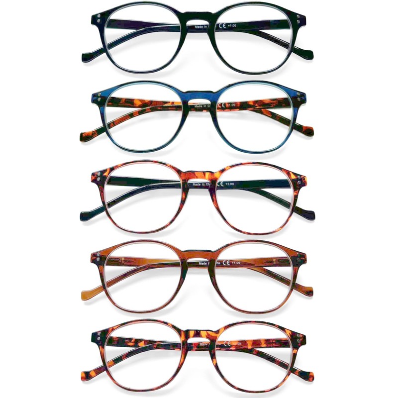 NORPERWIS 5 Pairs Reading Glasses - Standard Fit Spring Hinge