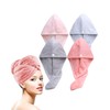 Lumimi Set of 4 Microfibre Hair Turban Head Towels, Soft,