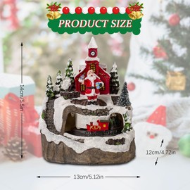 Les-Theresa Christmas Village Houses, Christmas Snow Scene Resin Xmas Houses, Christmas Snow Village With Music Light Up Christmas House, Led Christmas Village Scene For Xmas Home Party 6x5x4im (01)