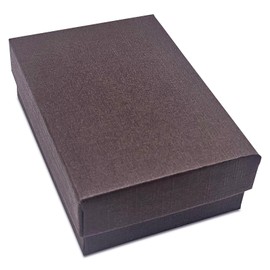 TheDisplayGuys - 100-Pack #32 Cardboard Linen Paper Jewelry Boxes Gift Cases w. Cotton Padding - Brown (3.3" x 2.3" x 1.0")