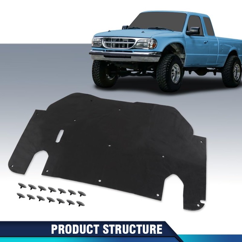 PIT66 Hood Insulation Pad 1/2" with Clips Compatible with Ford