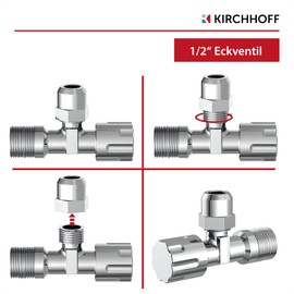 Kirchhoff 98625714 Angle Valve, Universal, ½ Inch Regulating Valve for Cold and Hot Water Pipes, Shutoff Valve, for Bathroom, Sink, Set of 2