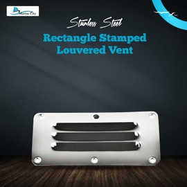 MARINE CITY 304 Stainless Steel Rectangular Stamped Louvered vent | Air Grill Cabin Cover Ventilation | 2-1/2 × 5 Inches | Ideal for Marine, Boat, Hardware Fitting Accessories (2 Pcs)