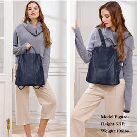 S-ZONE Leather Backpack Purses for Women Antitheft Soft Rucksack Ladies Shoulder Bag Medium