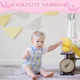 DIFLAX Pack of 3 Baby Headbands, Princess Crown Headband, Newborn Crown Headband, Baby Accessories, for Girls, Newborns, Toddlers, Soft, Nylon, Hair Band, Solid (Gold, Silver, Pink)