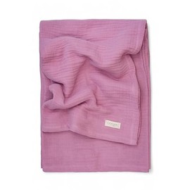 Goqan Muslin Blanket Queen 79x90 – 100% Cotton 4 Layer Boho Muslin Blanket for Adults, Lightweight, Soft, Breathable for Bed,Couch - Pink