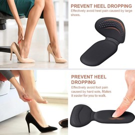 OQKAHIV 2 Pairs of Non-Slip Heel Pads - Premium Heel Protection Gel Insoles for Too Large Shoes and Boots - Heel Cushion Shoe Filler Heel Protector Pads - Pack of 4