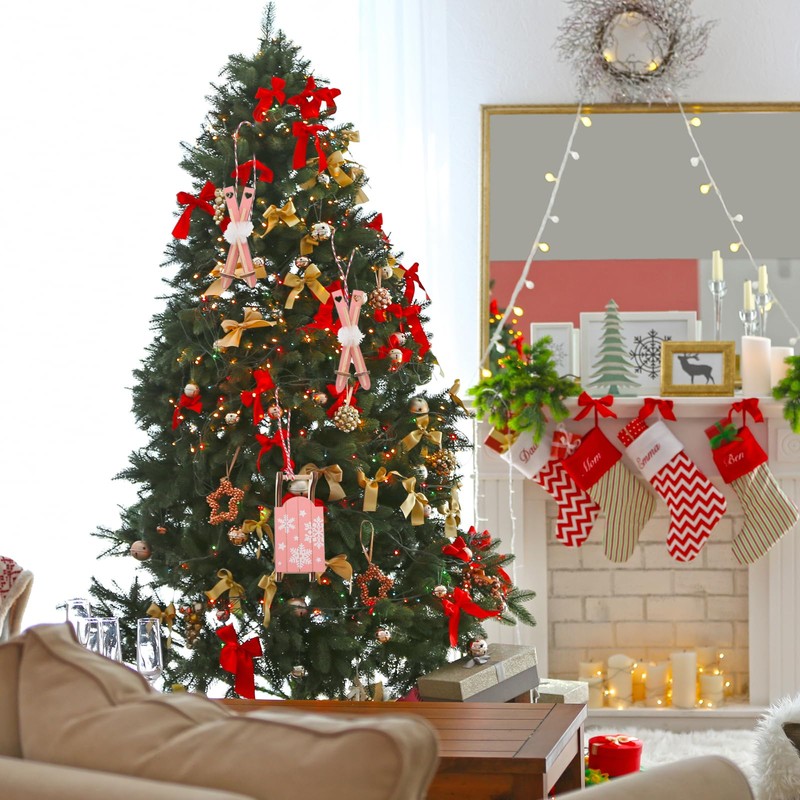 Ciieeo 9 Pcs Christmas Ornaments Mini Sled Country Decor Decorative