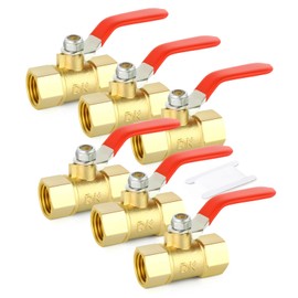 GASHER 6PCS 1/4 Inch Brass Mini Ball Valve Shut Off Switch, 1/4 Inch FBSP Thread Pipe Fitting
