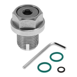 X AUTOHAUX M14.1x1.25 Oil Drain Plug Stainless Steel Oil Pan Drain Bolt Screw Thread Repair 1 x Drain Plug 1 x Hex Wrench 2 x Green Washers 1 x Black Washer