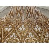 wowfabric4less123 Gold White 4way stretch sequins Embroidery Mesh Lace fabric