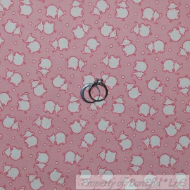 Blend BonEful Fabric FQ Cotton Pink White Elephant Small Dot Girl Calico Pattern Print