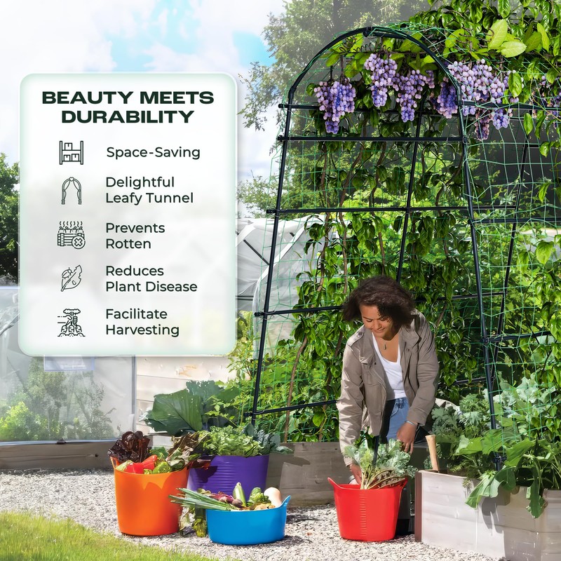 Idzo Garden Arch, 88in Tall Stainless Steel Tunnel Vegetable Trellis