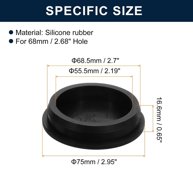 sourcing map 2 Pcs Black Plug Holes, Waterproof Rubber Button