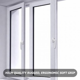 HOMURY Set of 4 Aluminium Window Handles: Lockable Window Handle, Safety Window Handle, Solid Aluminium Handle with 8 Screws for Windows, Patio Doors and Balcony Doors (White)
