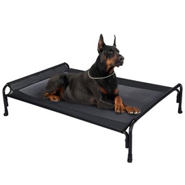 Veehoo Elevated Dog Bed, X-Large, Black - Cooling Outdoor Pet Mat for Large Dogs up to 150 lbs, Textilene Mesh, Breathable, Washable, Non-Slip Feet - CWC2204