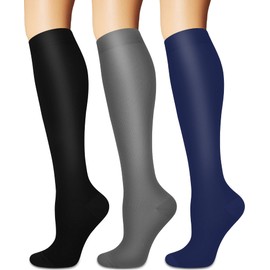 Compression Socks for Women and Men Circulation (3 Pairs) - Best for Nursing,Running,Travel Knee High Socks